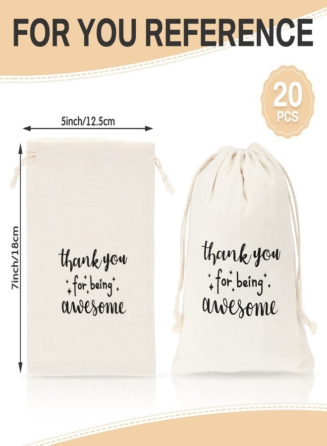 Fumete 20 Pcs Gift Drawstring Bags for Employee Coworker Teacher Colleague, Thank You for Being Awesome Bags, Thank You Gift for Employee Coworker Appreciation(5 x 7 Inch,White & Black) - Image 2